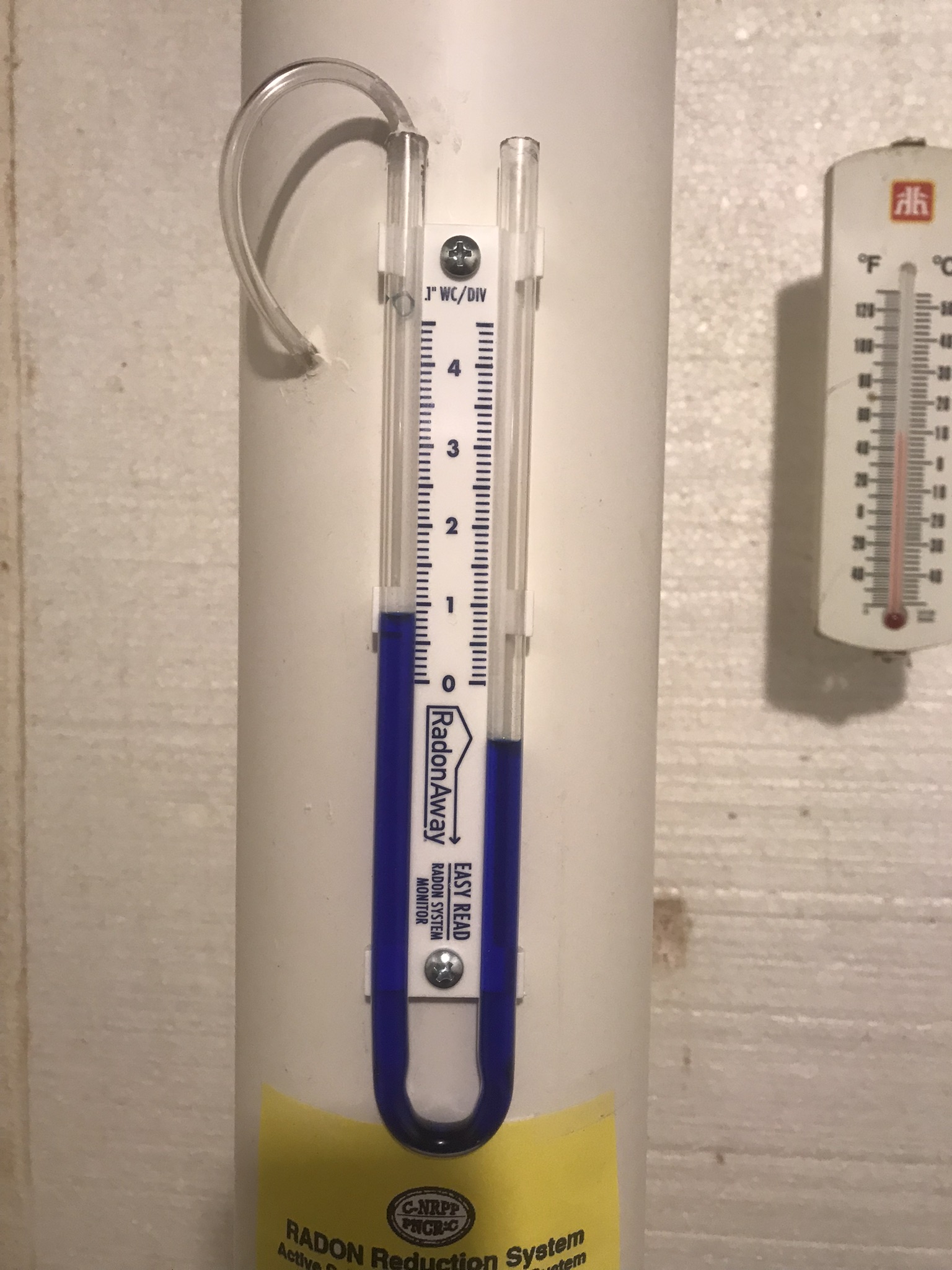 RadonAway Easy Read continuous radon monitor displaying current radon levels during testing